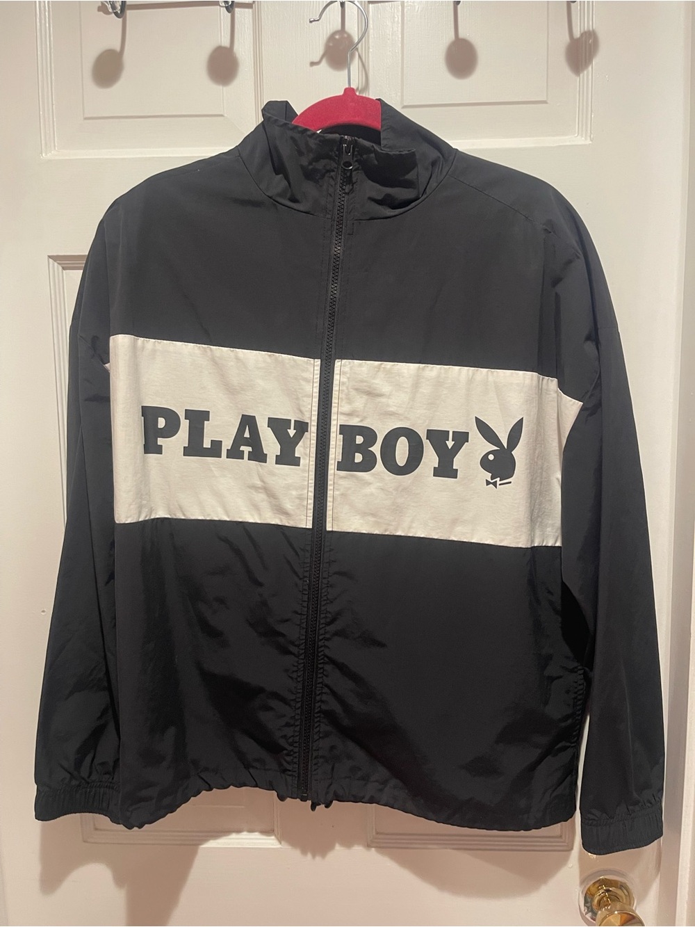 Playboy Womens Black & White Windbreaker Jacket